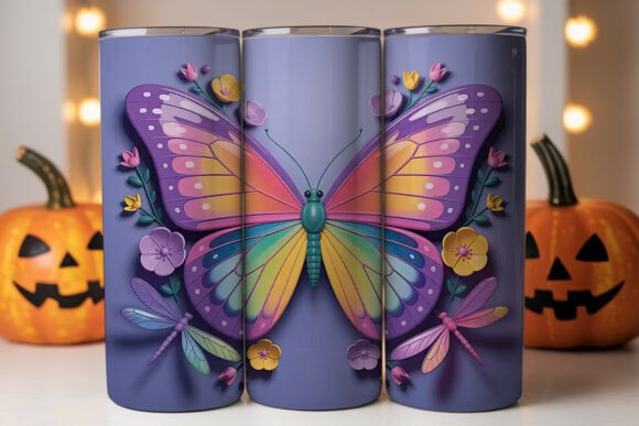 3D Butterfly Garden 20oz Tumbler Wrap