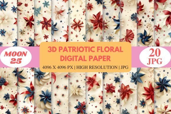 3D Patriotic Floral Digital Paper: A Versatile and Eye-Catching Design Solution