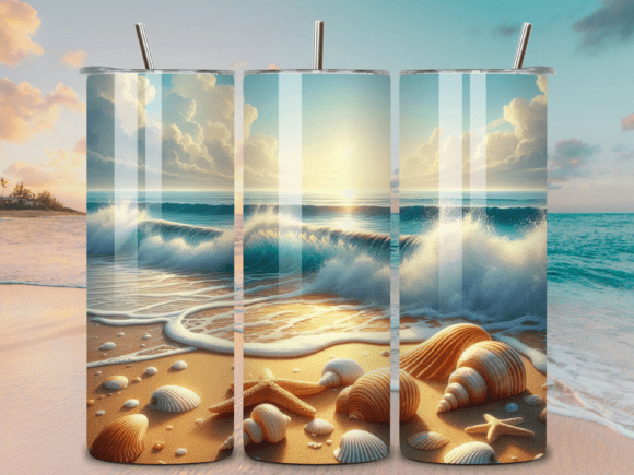 3D Seashells Beach Tumbler Wrap V5: A Splash of Coastal Charm