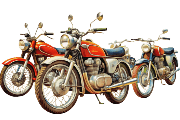 3D Vintage Honda Motorcycles PNG Bundle