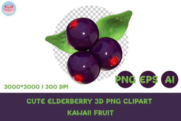 Cute Elderberry 3D PNG Clipart Kawaii: A Charming Addition to Your Creative Projects