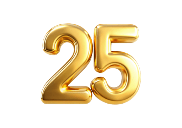 Enhance Your Designs with the 3D Gold Number 25 PNG File