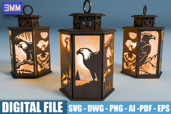 Explore 3D Eagle Lantern Laser Cut Files