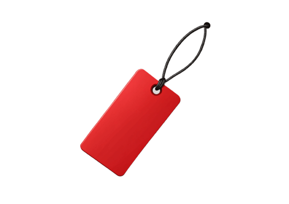Exploring 3D Close-up of Red Label PNG: A Versatile Design Solution