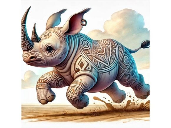 Exploring the Versatility of a 3D Baby Rhino with Tribal Designs