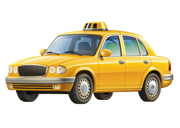 Free Watercolor 3D Yellow Taxi Car PNG