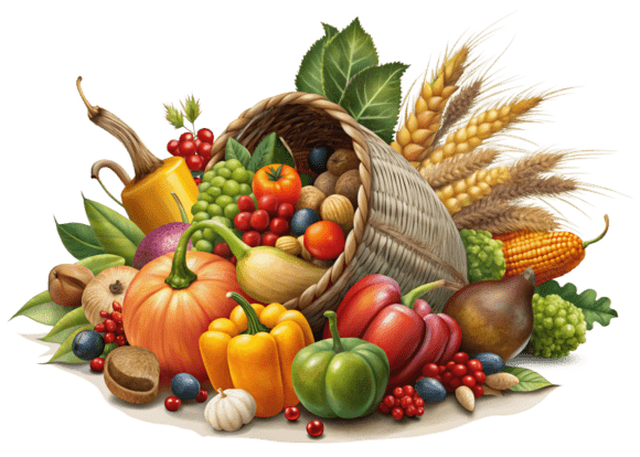 High-Quality Cornucopia 3D Icons for Thanksgiving