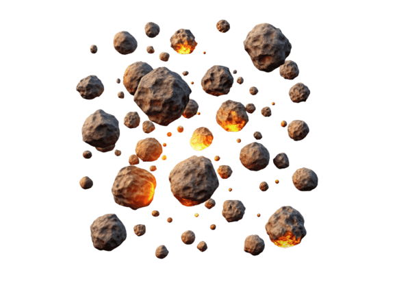 High-Quality PNG Asteroid Field 3D Icon File for Diverse Design Projects