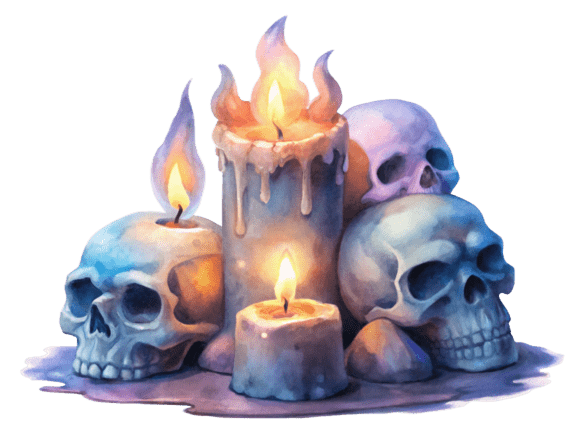 Skull with Candle 3D PNG File