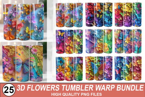 Transform Your Drinkware with the 3D Flowers Tumbler Wrap Bundle