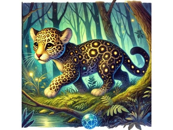 Unleash Creativity with a 3D Jaguar Cub with Glowing Gold Spots