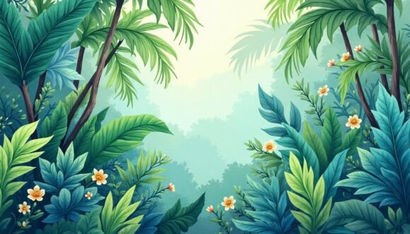 Unlock Creativity with 3D Jungle Pattern with Depth and Shadow