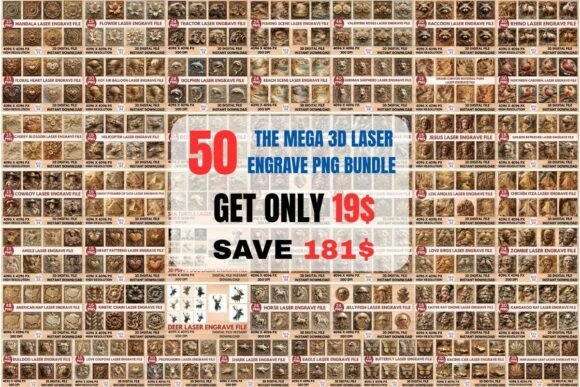Unlock Creativity with The Mega 3D Laser Engrave PNG Bundle