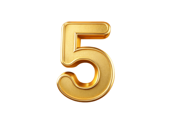 Unlock Your Creativity with High-Quality 3D Gold Number 5 PNG Files
