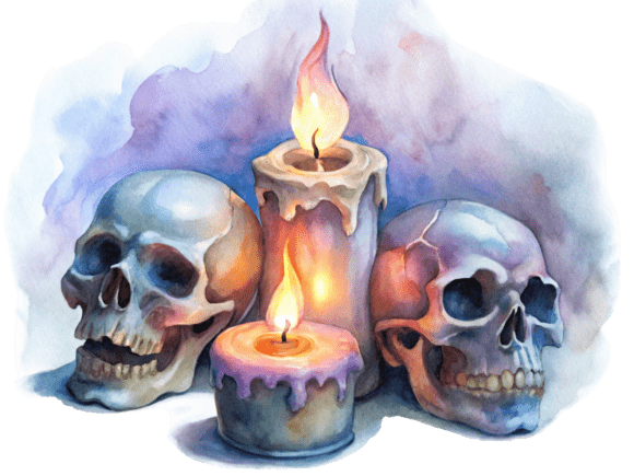 Vintage Skull Candle Stick 3D Icon PNG